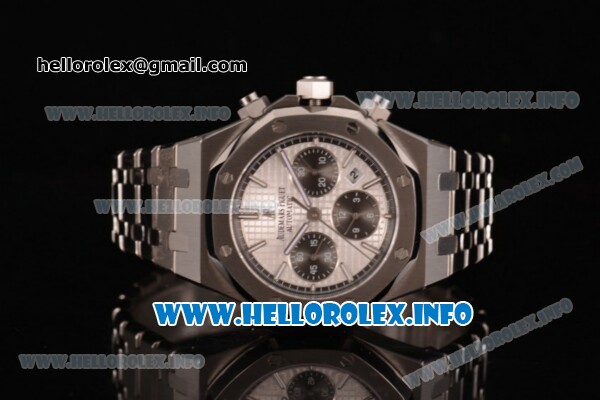Audemars Piguet Royal Oak QE II CUP 2015 Limited Edition Chrono Swiss Valjoux 7750 Automatic Stainless Steel Case/Bracelet with White Dial Stick Markers - Black Subdial (EF) - Click Image to Close